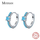 Vintage Turquoise Hoop Earrings 925 Sterling Silver Women Wedding Jewelry