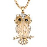 Golden Zircon Owl Aromatherapy Locket Necklace