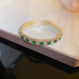 Geometric Zircon Crystal Bangles with Rhinestones