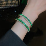 Geometric Zircon Crystal Bangles with Rhinestones