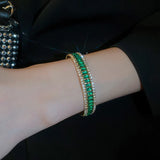 Geometric Zircon Crystal Bangles with Rhinestones
