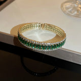 Geometric Zircon Crystal Bangles with Rhinestones