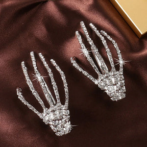 Crystal Skeleton Hand Hairpins