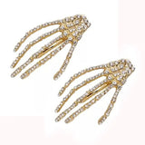 Crystal Skeleton Hand Hairpins