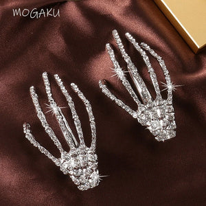 Crystal Skeleton Hand Hairpins