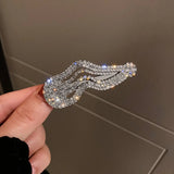 Geometric Rhinestone Barrettes Hair Clips Retro Wave Style