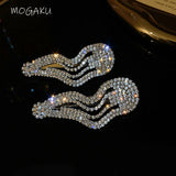 Geometric Rhinestone Barrettes Hair Clips Retro Wave Style