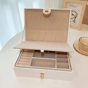 Multilayer Jewelry Holder Display Cases Leather Storage Carring Cases