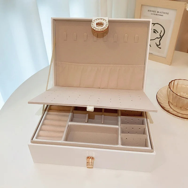 Multilayer Jewelry Holder Display Cases Leather Storage Carring Cases
