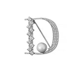 Letter Brooches Unisex Crystal All-match Accessories Women Pearl Decoration
