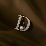 Letter Brooches Unisex Crystal All-match Accessories Women Pearl Decoration