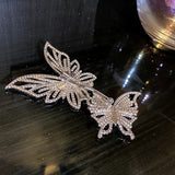 Crystal Butterfly Brooch Double Rhinestone Suit Lapel Pins Ladies Party Jewelry