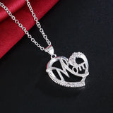 MOM 925 Silver Necklace Zircon Crystal Pendant Gift Jewelry