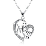 MOM 925 Silver Necklace Zircon Crystal Pendant Gift Jewelry