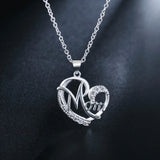 MOM 925 Silver Necklace Zircon Crystal Pendant Gift Jewelry