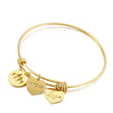 MOM Love Female Bangle Bracelets Stainless Steel Heart Charm