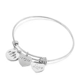 MOM Love Female Bangle Bracelets Stainless Steel Heart Charm