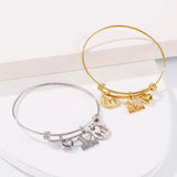 MOM Love Female Bangle Bracelets Stainless Steel Heart Charm