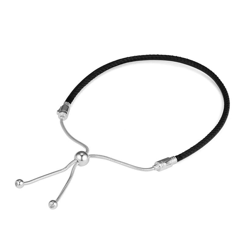 Leather Sliding Bracelets For Woman DIY Beads & Charms Silver Jewelry