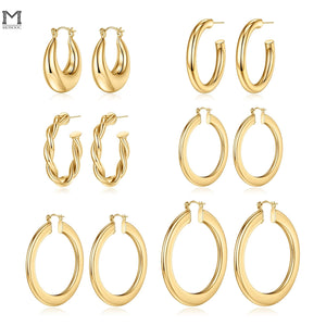 Chunky Hypoallergenic Hoop Earrings Set, Silver Plated 3-6 Pairs
