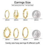 Chunky Hypoallergenic Hoop Earrings Set, Silver Plated 3-6 Pairs