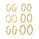 Chunky Hypoallergenic Hoop Earrings Set, Silver Plated 3-6 Pairs