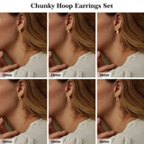Chunky Hypoallergenic Hoop Earrings Set, Silver Plated 3-6 Pairs
