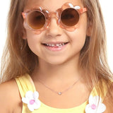 Tiny Rose Initial Necklace 14K Plated for Women Girls Kids