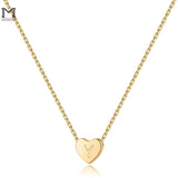S925 Heart Initial Necklace 14K Plated Alphabet Necklace for Women