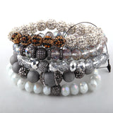 5pc Bracelet Set Micro Zircon & Crystal Pave Bracelets