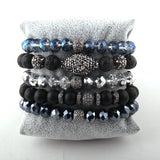 5pc Bracelet Set Micro Zircon & Crystal Pave Bracelets