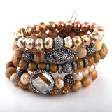 5pc Bracelet Set Micro Zircon & Crystal Pave Bracelets