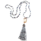 Bohemian Glass Crystal Tassel Necklace