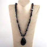 Bohemian Natural Stone Drop Pendant Necklace