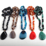 Bohemian Natural Stone Drop Pendant Necklace