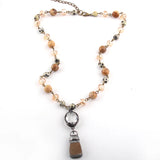 Natural Stone & Glass Crystal Pendant Choker Necklace for Women