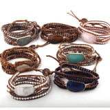 Bohemian 5 Strands Wrap Bracelet Women Mixed Natural Stones