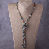 Frosted Amazonite Stones Necklace with Knot Beads