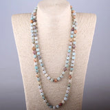 Frosted Amazonite Stones Necklace with Knot Beads