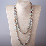 Frosted Amazonite Stones Necklace with Knot Beads