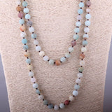 Frosted Amazonite Stones Necklace with Knot Beads