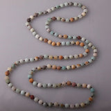 Frosted Amazonite Stones Necklace with Knot Beads
