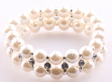 Cream Pearl Rhinestone Bracelet Women Beads Stretch