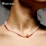 MOON GIRL 10MM Crystal Choker Necklace Beaded Yoga Bib Collier Femme