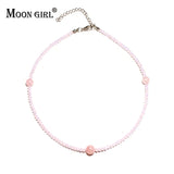 MOON GIRL 10MM Crystal Choker Necklace Beaded Yoga Bib Collier Femme
