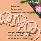 Initial Heart Ring Mother of Pearl Beads Elastic Finger Jewelry