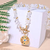 MOON GIRL Crystal Beads Choker Necklace Women Stainless Steel Pendant Jewelry