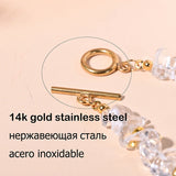 MOON GIRL Crystal Beads Choker Necklace Women Stainless Steel Pendant Jewelry