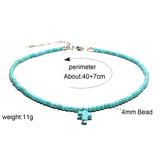 4MM Natural Stone Cross Pendant Necklace for Women