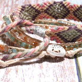 Bohemian Leather Wrap Bracelet Set - 2Pcs Yoga Bead Weave Bracelets for Women